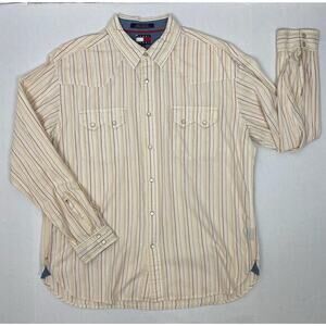 Vtg Y2K Tommy Hilfiger Pearl Snap Shirt Mens‎ XL Long Sleeve Western Rodeo Ranch
